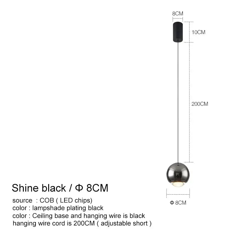 Modern chrome led chandelier bedroom spherical pendant light