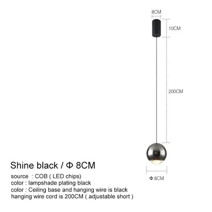 Modern chrome led chandelier bedroom spherical pendant light