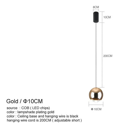 Modern chrome led chandelier bedroom spherical pendant light