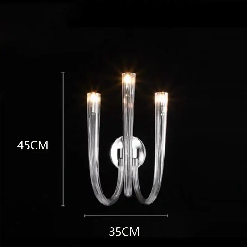 Modern chrome glass led chandelier bedroom curved pendant light
