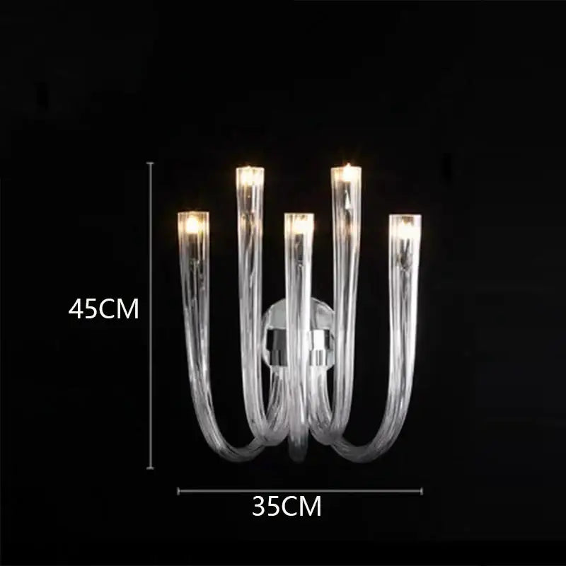 Modern chrome glass led chandelier bedroom curved pendant light