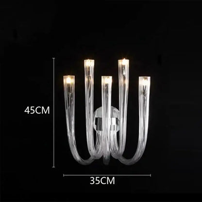 Modern chrome glass led chandelier bedroom curved pendant light