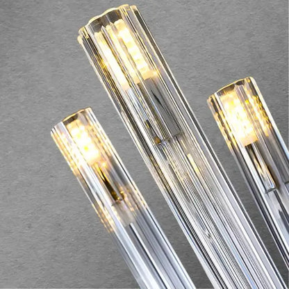 Modern chrome glass led chandelier bedroom curved pendant light