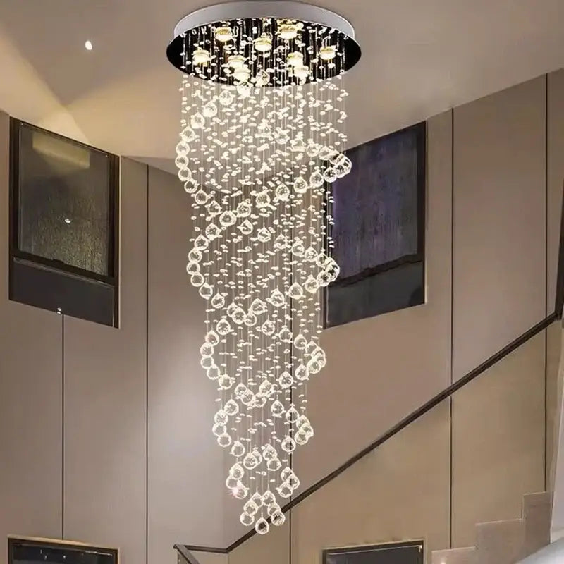 Modern crystal led chandelier for bedroom staircase lighting