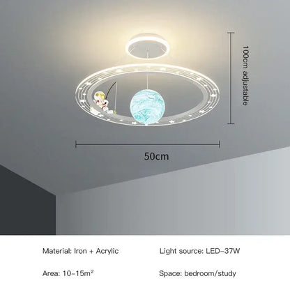 Modern whimsical starry led chandelier for bedroom with remote control