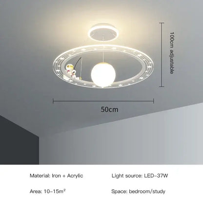 Modern whimsical starry led chandelier for bedroom with remote control
