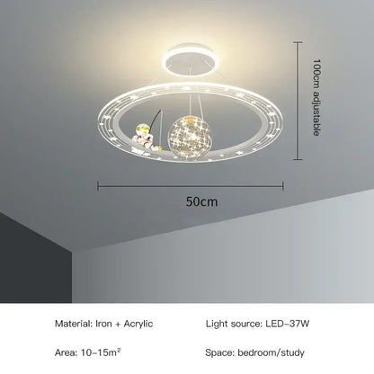 Modern whimsical starry led chandelier for bedroom with remote control