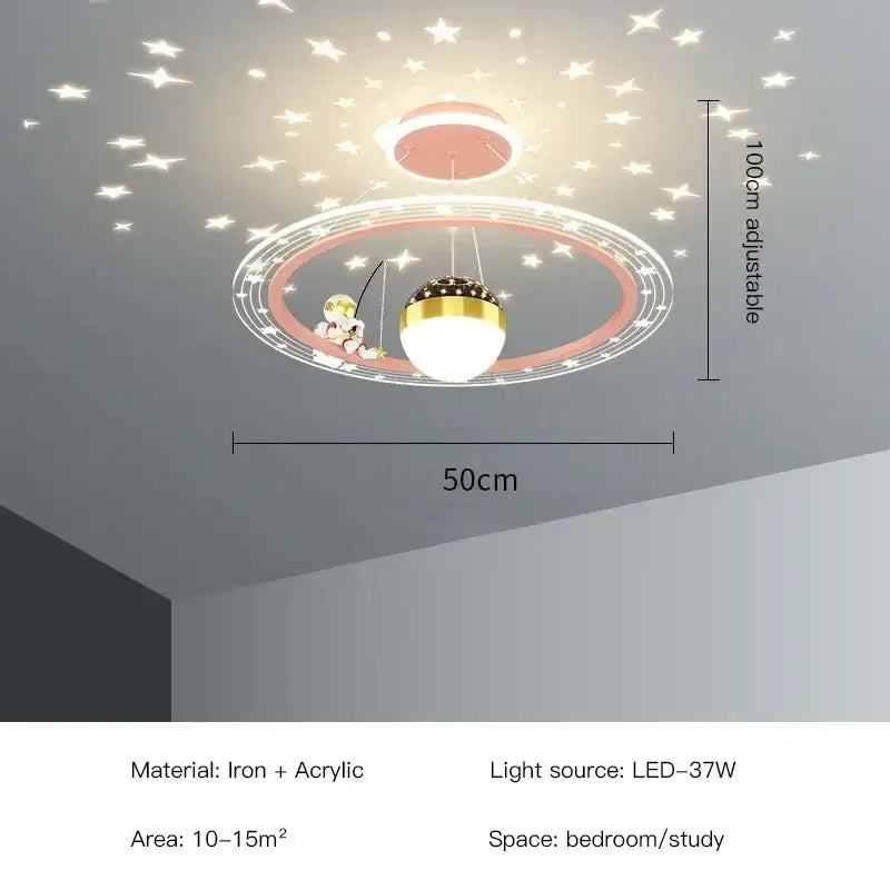 Modern whimsical starry led chandelier for bedroom with remote control