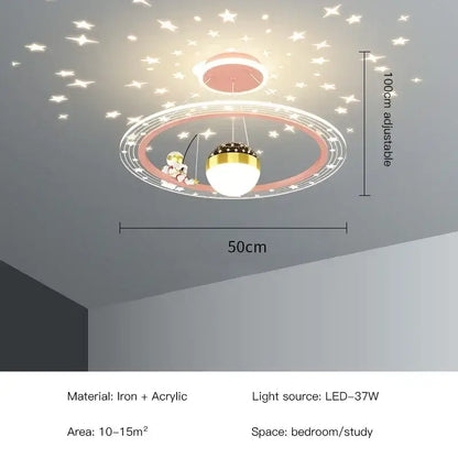 Modern whimsical starry led chandelier for bedroom with remote control