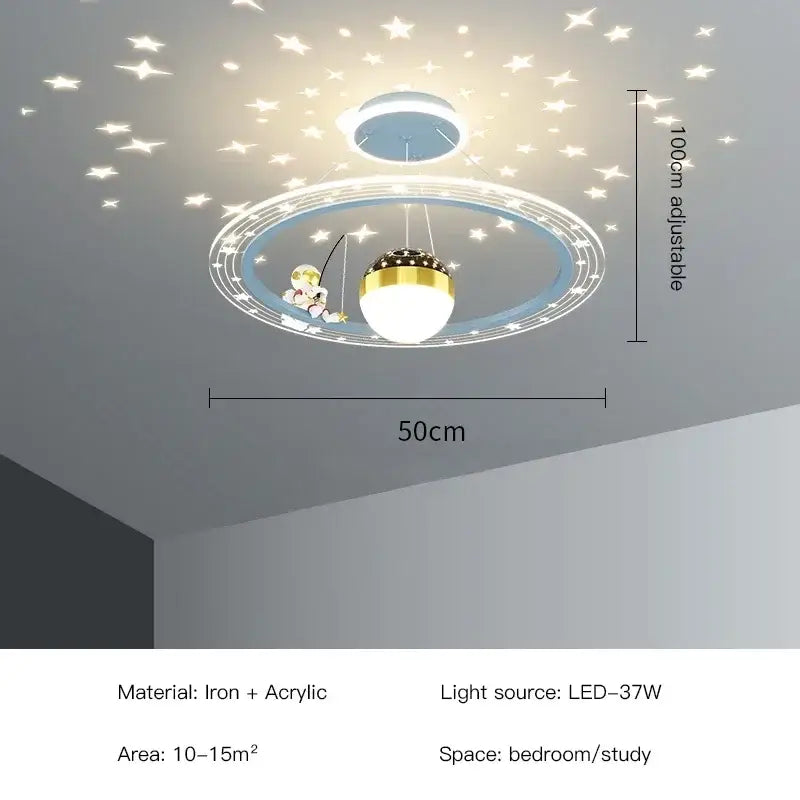 Modern whimsical starry led chandelier for bedroom with remote control