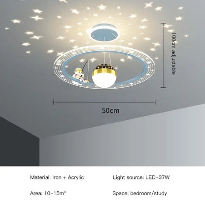 Modern whimsical starry led chandelier for bedroom with remote control