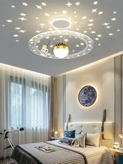 Modern whimsical starry led chandelier for bedroom with remote control
