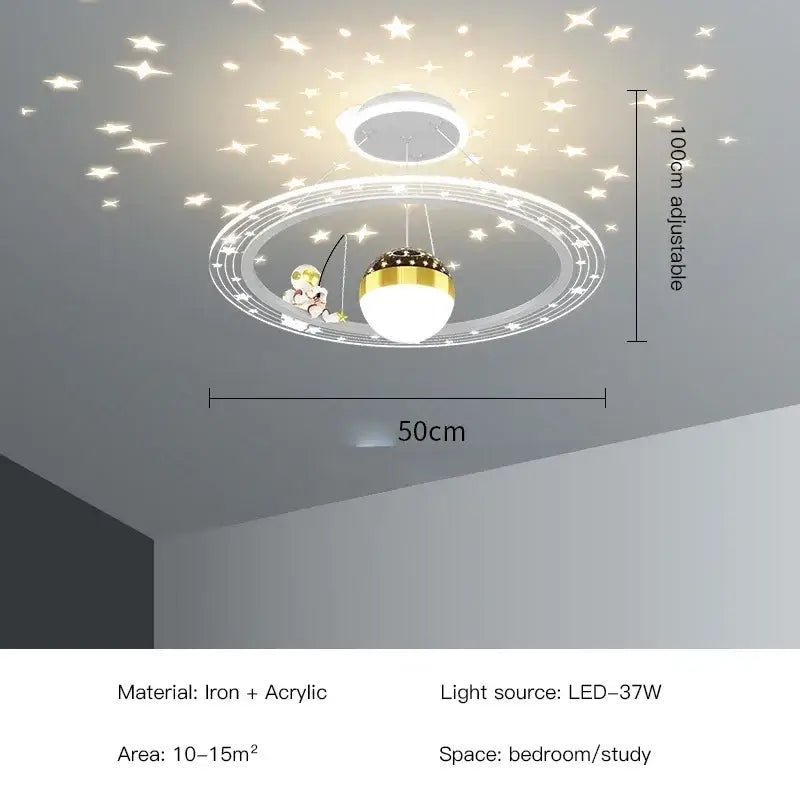 Modern whimsical starry led chandelier for bedroom with remote control