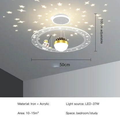 Modern whimsical starry led chandelier for bedroom with remote control