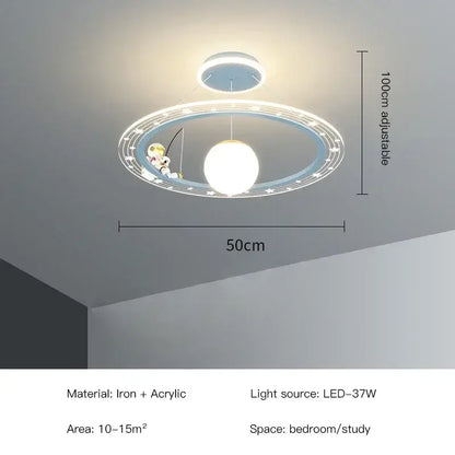 Modern whimsical starry led chandelier for bedroom with remote control