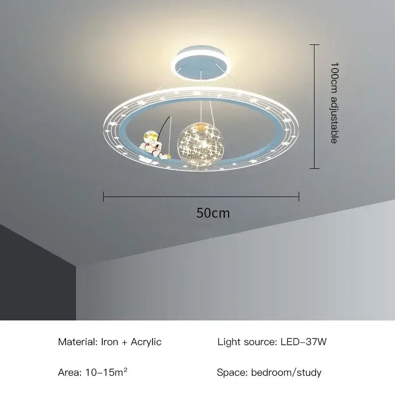 Modern whimsical starry led chandelier for bedroom with remote control