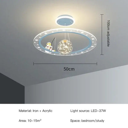 Modern whimsical starry led chandelier for bedroom with remote control