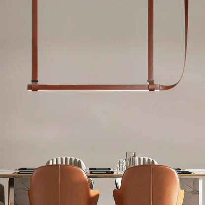 Modern minimalist leather strap led chandelier dining room