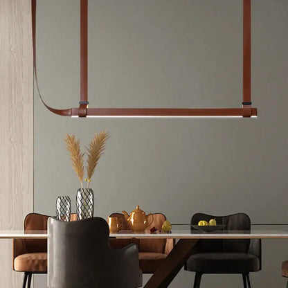 Modern minimalist leather strap led chandelier dining room