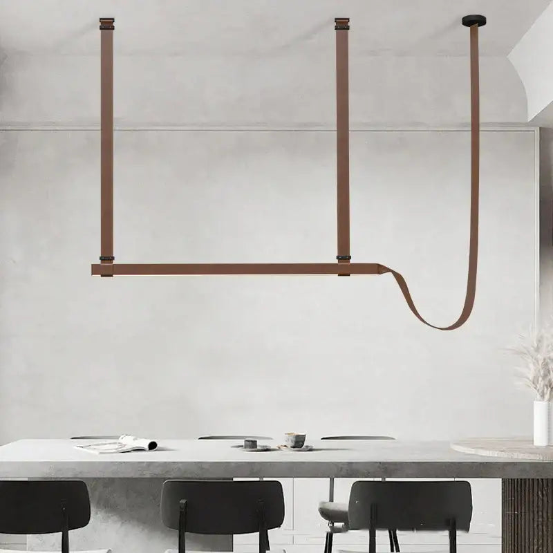 Modern minimalist leather strap led chandelier dining room