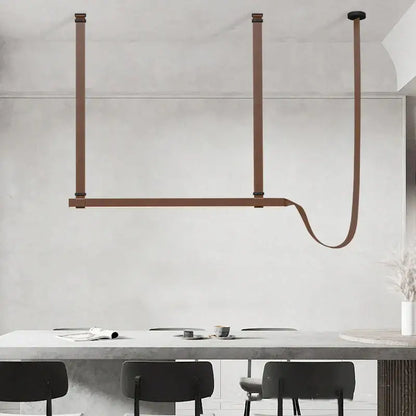 Modern minimalist leather strap led chandelier dining room