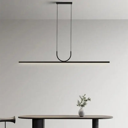 Nordic minimalist black metal led chandelier dining room pendant light