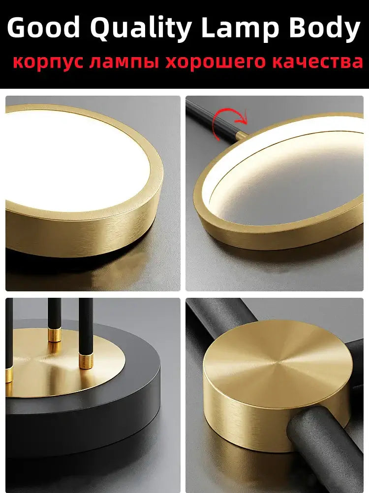 Modern gold & black led chandelier dining room light