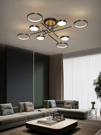 Modern gold & black led chandelier dining room light