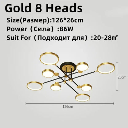 Modern gold & black led chandelier dining room light