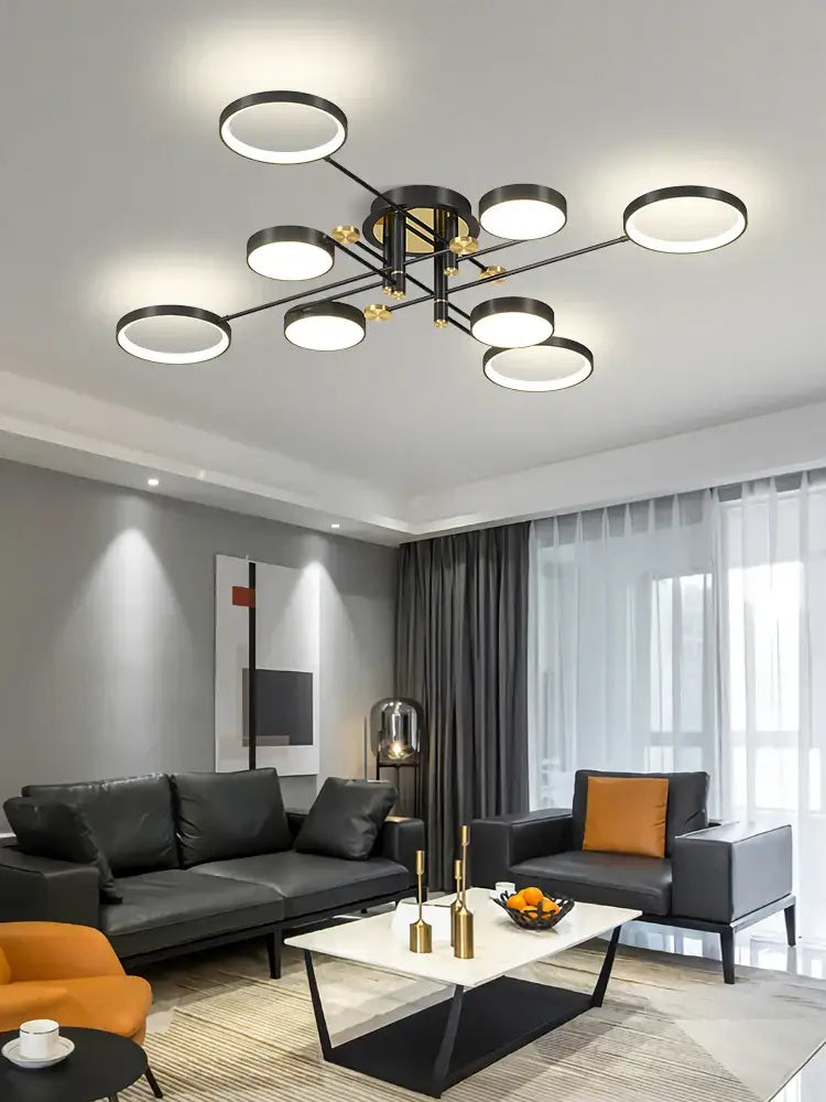 Modern gold & black led chandelier dining room light