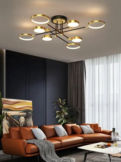 Modern gold & black led chandelier dining room light