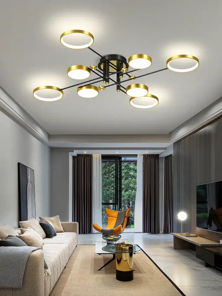 Modern gold & black led chandelier dining room light
