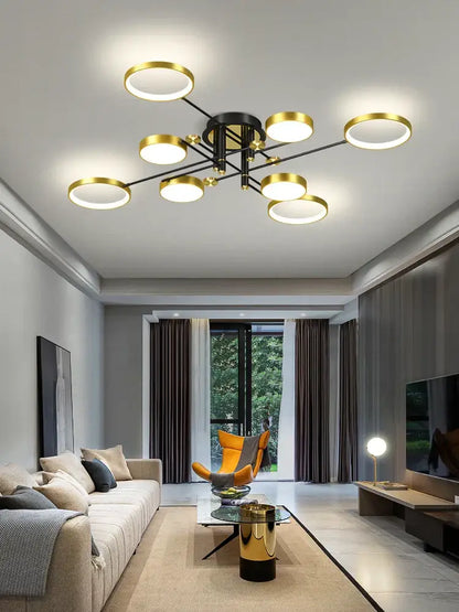 Modern gold & black led chandelier dining room light