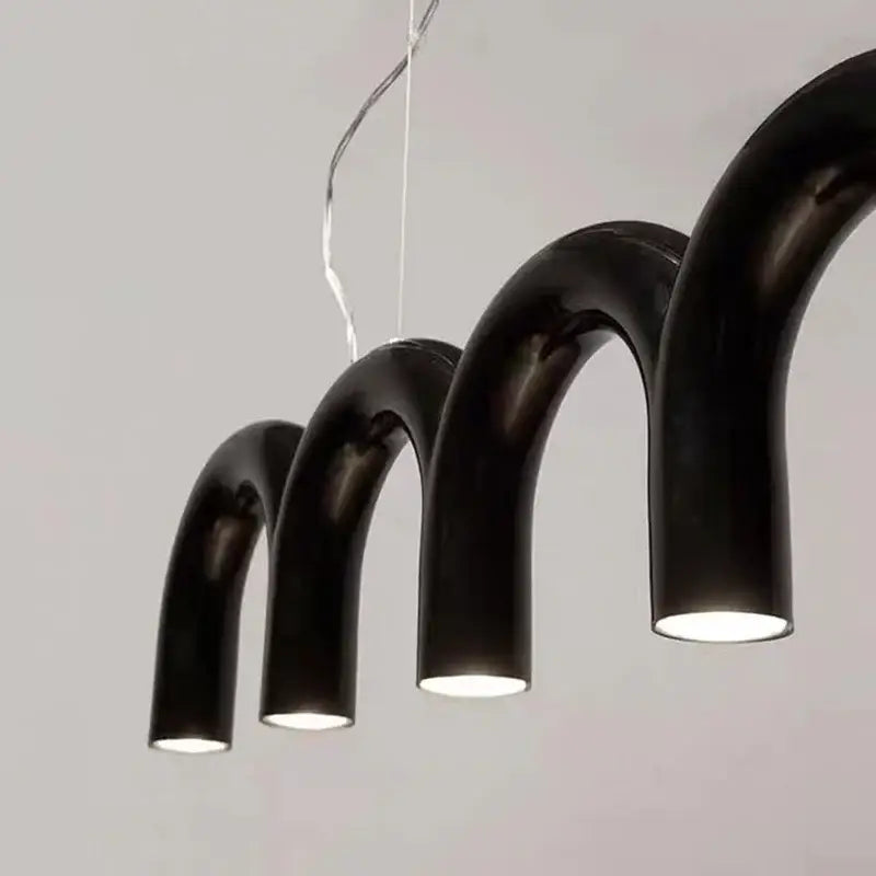 Modern blue wavy led chandelier dining room pendant light