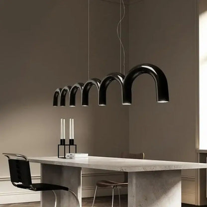 Modern blue wavy led chandelier dining room pendant light