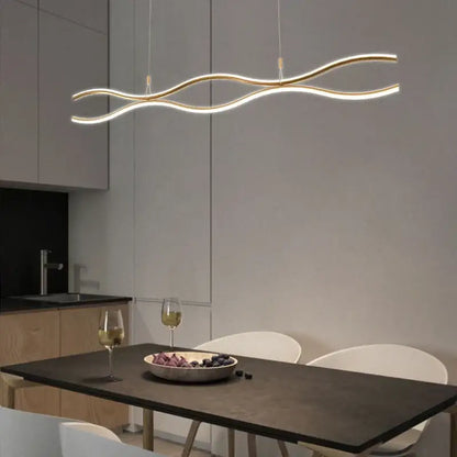 Modern wavy gold led chandelier dining room pendant light