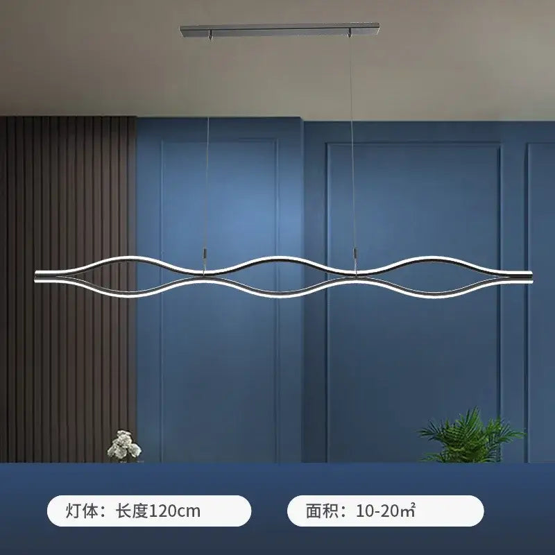 Modern wavy gold led chandelier dining room pendant light