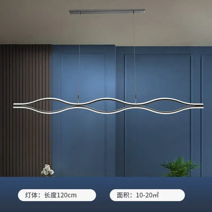Modern wavy gold led chandelier dining room pendant light