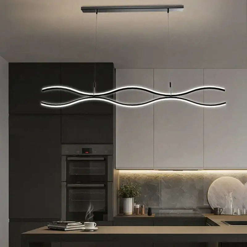 Modern wavy gold led chandelier dining room pendant light
