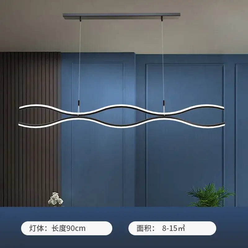Modern wavy gold led chandelier dining room pendant light
