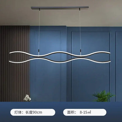 Modern wavy gold led chandelier dining room pendant light