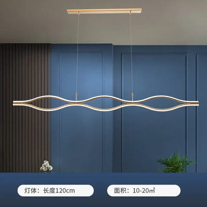 Modern wavy gold led chandelier dining room pendant light