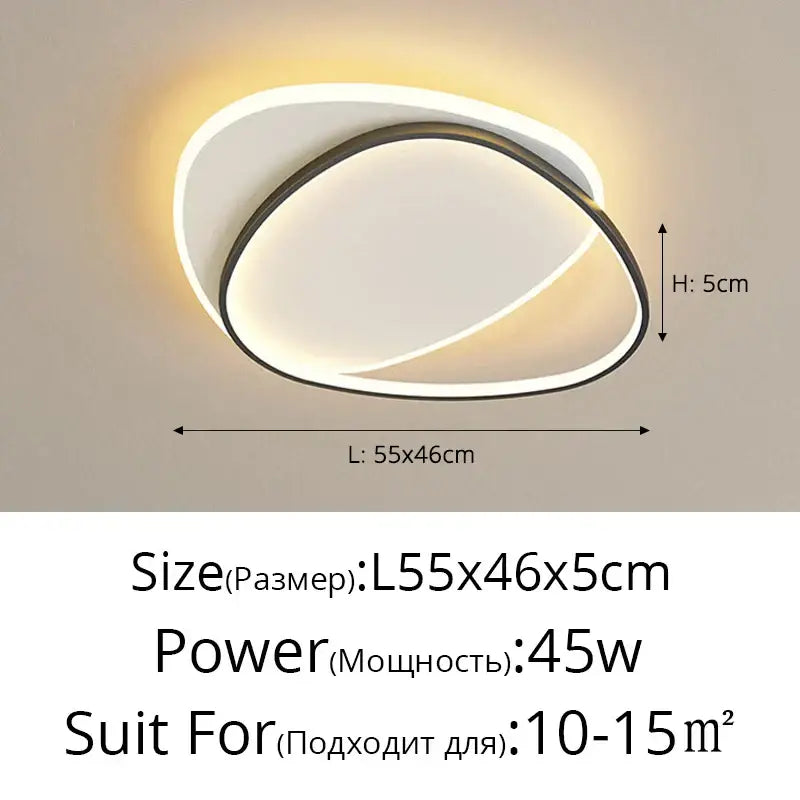 Modern white double ring led chandelier for living room glow