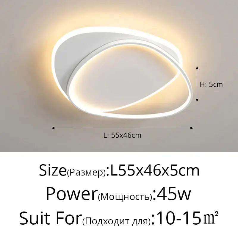 Modern white double ring led chandelier for living room glow