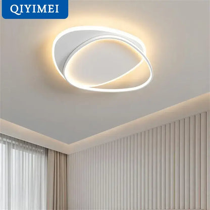 Modern white double ring led chandelier for living room glow