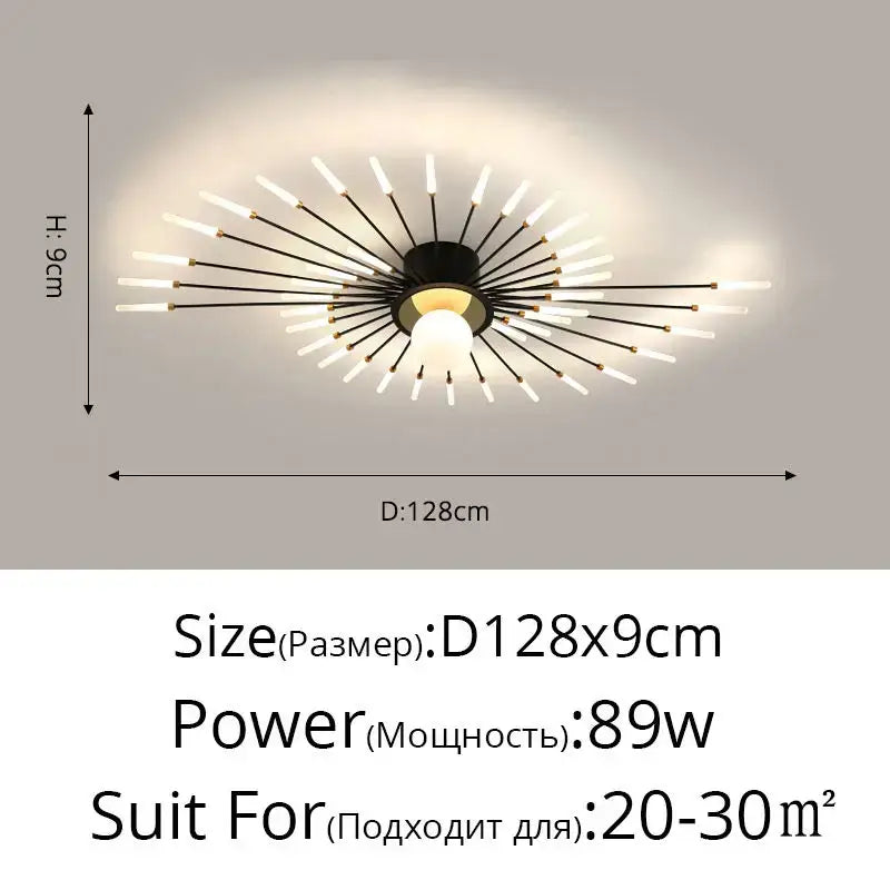 Modern gold starburst led chandelier bedroom lighting fixture