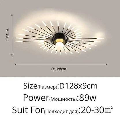 Modern gold starburst led chandelier bedroom lighting fixture