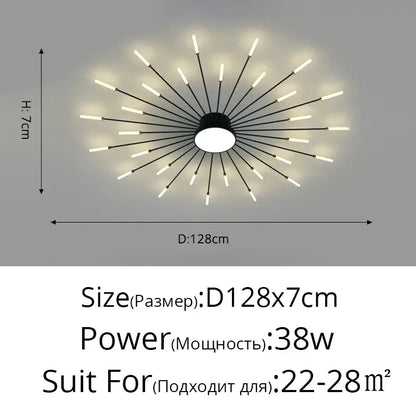 Modern gold starburst led chandelier bedroom lighting fixture