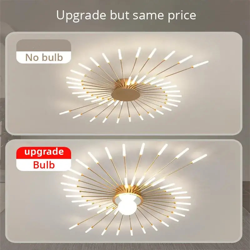 Modern gold starburst led chandelier bedroom lighting fixture