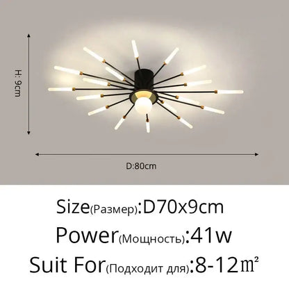 Modern gold starburst led chandelier bedroom lighting fixture